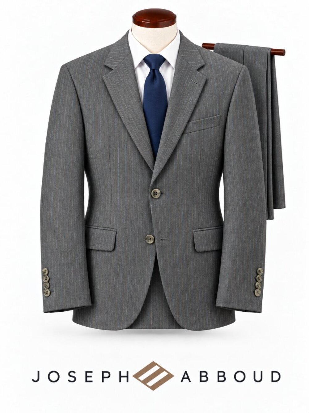 Joseph Abboud Gray Pinstripe Wool Suit 42R / W36